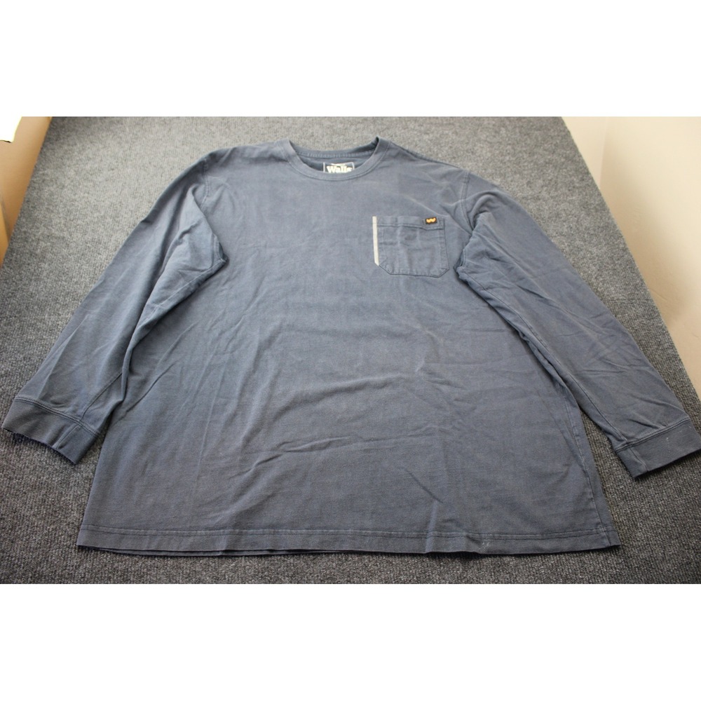 Walls Outdoor Goods Mens 2XL Navy Blue Long Sleeve Pocket Work T-Shirt Mesh Vent